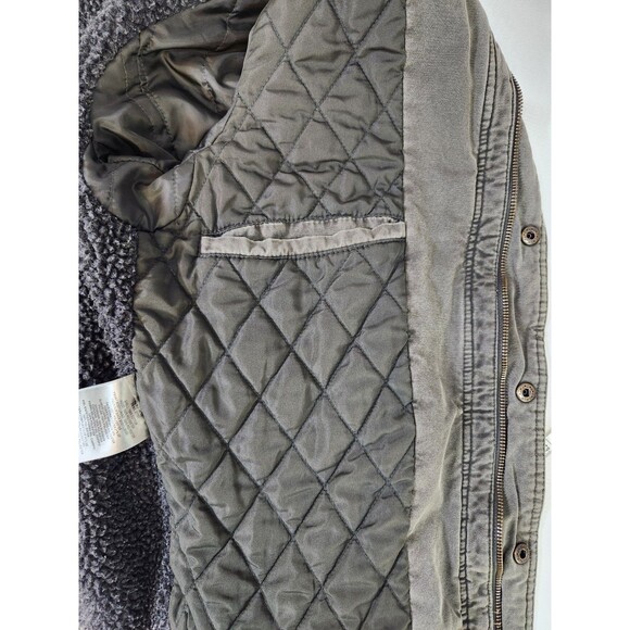 Levis Mens M Washed Cotton Military Jacket Olive Green Sherpa Lined Full Zip - Picture 5 of 14